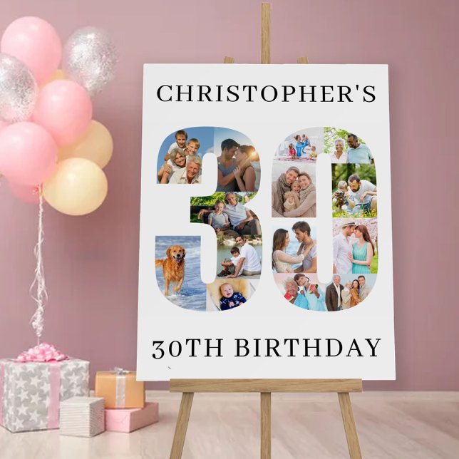 30th Birthday Photo Collage Number 30 Personalized Foam Board (Creator Uploaded)