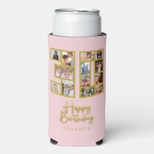 30th Birthday Photo Collage Pink Seltzer Can Cool Cooler