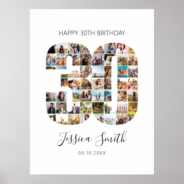 30th Birthday Photo Collage Poster (Front)