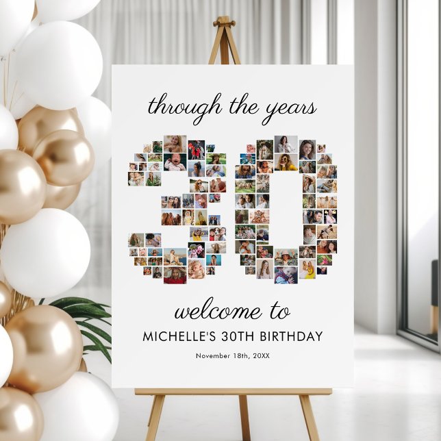 30th Birthday Photo Collage Welcome Foam Board (Creator Uploaded)