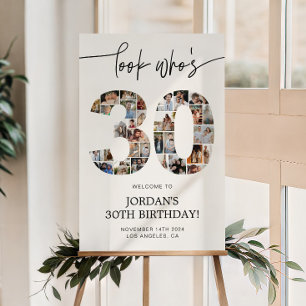 30th Birthday Photo Collage Welcome Sign