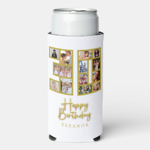 30th Birthday Photo Collage White Seltzer Can Cooler