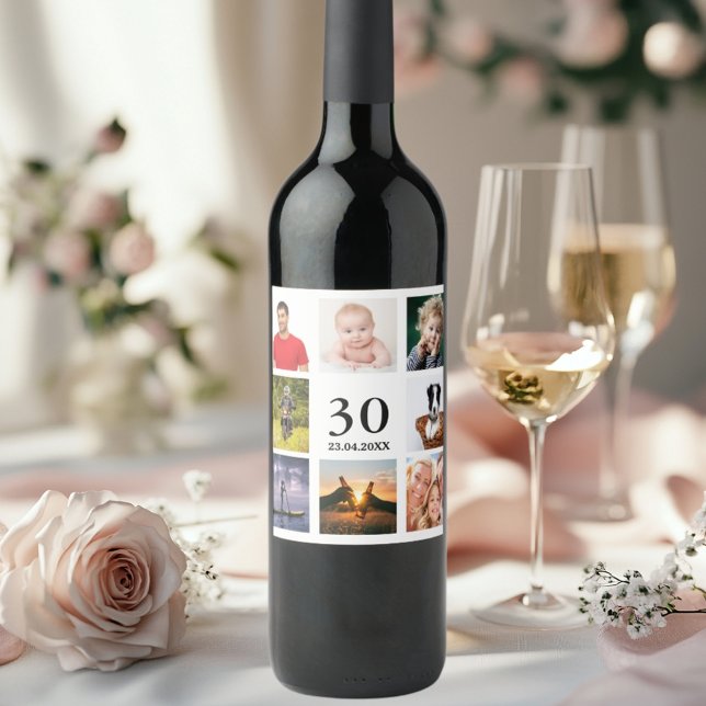 30th birthday photo collage wine label (Creator Uploaded)