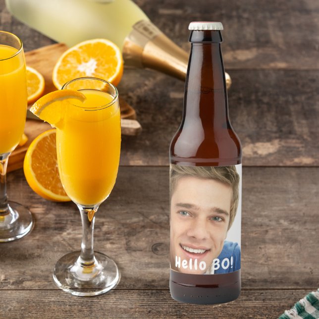 30th birthday photo hello 30 guys men beer bottle label (Creator Uploaded)