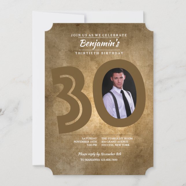 30th Birthday Photo Invitation (Front)