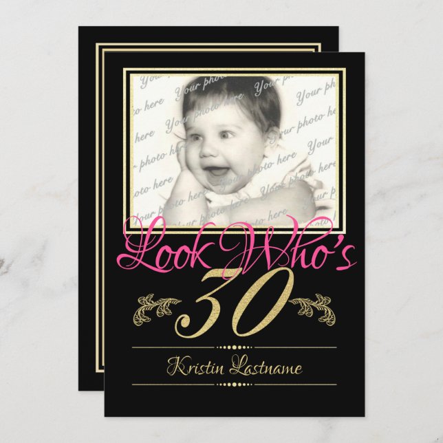 30th Birthday Photo Invitation (Front/Back)