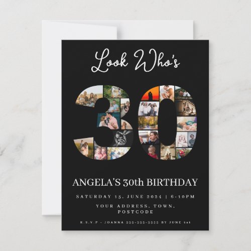 30th birthday photo montage event party  invitation