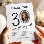 30th Birthday Photo Thank You Card<br><div class="desc">Discover the charm and personal touch of our simple yet elegant birthday thank you cards. Featuring a customizable photo template encased in a playful doodle frame, these cards are not just a thank you note, but a keepsake. With the spirited saying, '30 never felt so good', and space for a...</div>