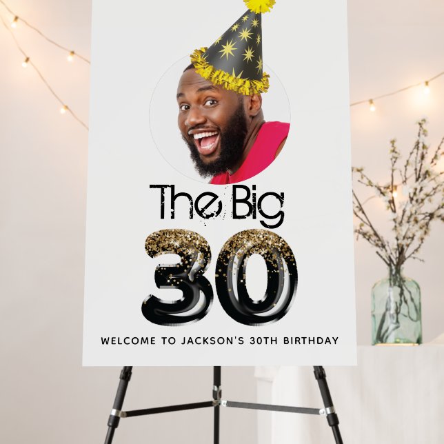 30th Birthday Photo Welcome Sign (In Situ (Stand))