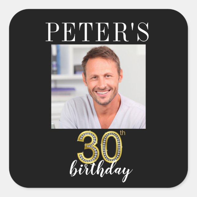 30th Birthday Picture Favor Labels (Front)