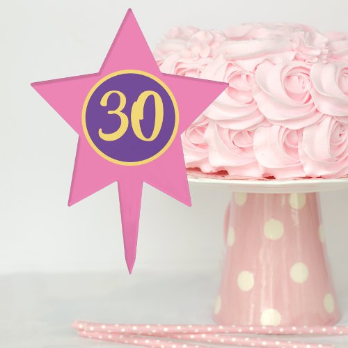 30th Birthday Pink And Purple Star Cake Topper