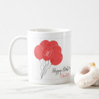 30th birthday pink balloon coffee mug