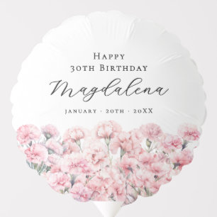 30th Birthday Pink Carnation January Birth Flower Balloon