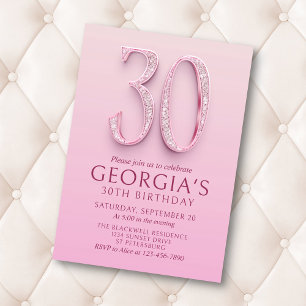 30th Birthday Pink Diamonds Invitation