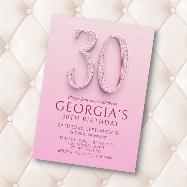 30th Birthday Pink Diamonds Invitation (Creator Uploaded)