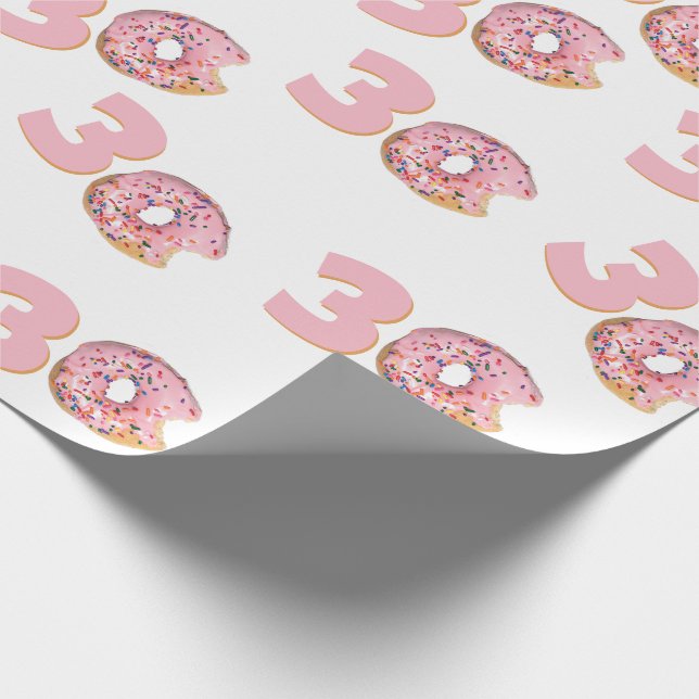 30th Birthday Pink Donut Wrapping Paper (Corner)