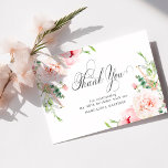 30th Birthday Pink Peony Floral Flat Thank You Card<br><div class="desc">Elegant pink peonies decorate this birthday thank you card. Classic calligraphy spells thank you. Three lines of text let you personalize a thank you statement and your name. This item is part of the Elegant Pink Peony collection. It contains professional designed invitation templates, thank you cards, welcome sign templates and...</div>