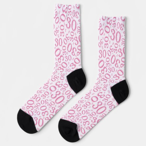 30th Birthday Pink Random Number Pattern Socks