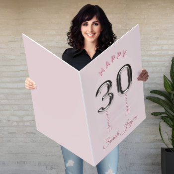 30th Birthday Pink Silver Extra Large Jumbo Card by mothersdaisy at Zazzle