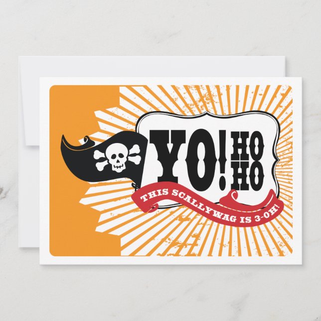 30th Birthday Pirate Party Invitations - Yo Ho Ho (Front)