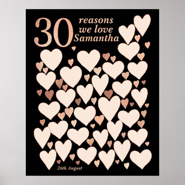 30th Birthday Poster - 30 Reasons We Love You (Front)