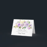 30th Birthday Pretty Purple Rose Floral Thank You Card<br><div class="desc">A beautiful and elegant thank you card designed especially for a 30th birthday party. It features a large floral spray of purple roses nestled in green leaves. Two lines are provided for a customized thank you and the birthday woman's name.</div>