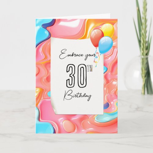 30th Birthday Psychedelic 3D Abstract Card