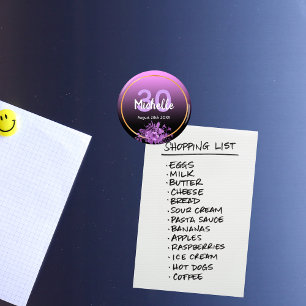 30th birthday purple black gold save the date magnet