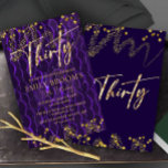 30th Birthday Purple For her Invitation<br><div class="desc">Amazing 30th Birthday Invitation with sparkles and Gold decoration,  These Party Invites is Printable template for Him or Her and can be customized easily and even printed physically.</div>