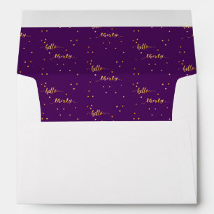 30th birthday purple gold hello 30 typography envelope