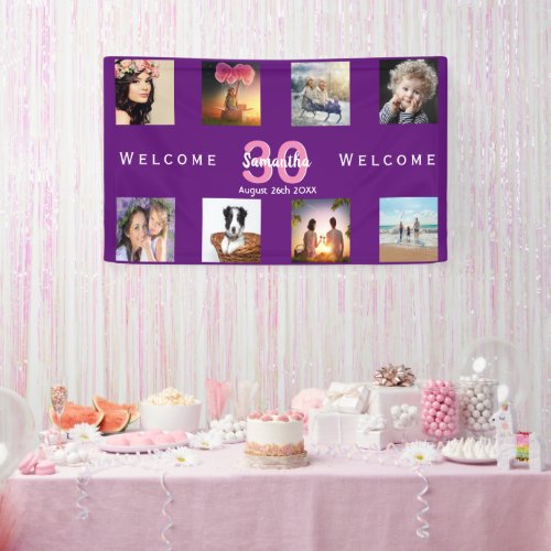 30th birthday purple photo collage banner