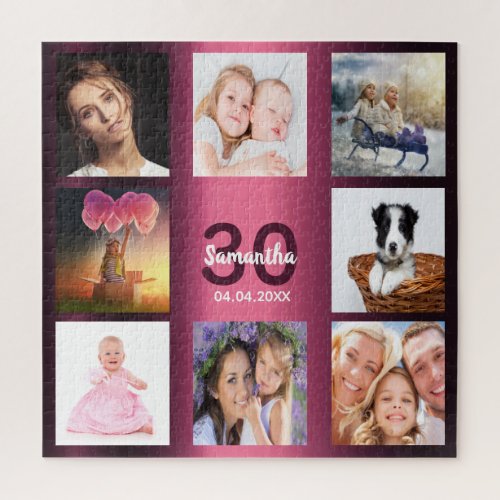 30th birthday purple photo collage woman jigsaw puzzle