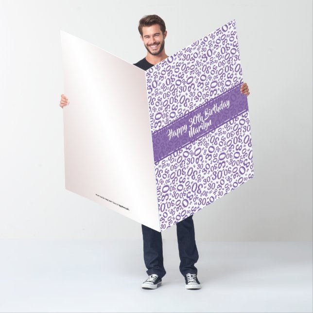 30th Birthday Purple Random Number Pattern Jumbo Card (In Situ)