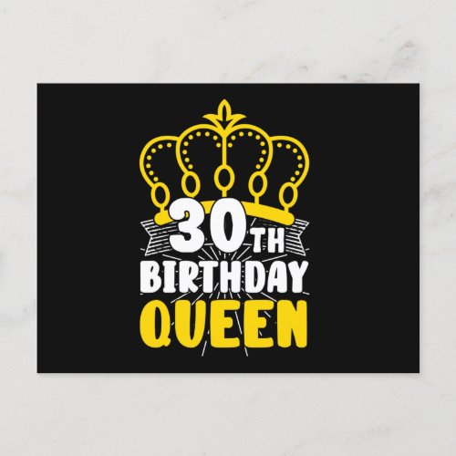 30th Birthday Queen Crown Round Birthday Postcard