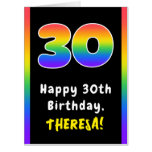 [ Thumbnail: 30th Birthday: Rainbow Spectrum # 30, Custom Name Card ]