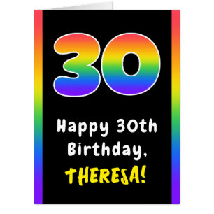 30th Birthday: Rainbow Spectrum # 30, Custom Name Card
