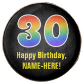 30th Birthday - Rainbow Spectrum Pattern Number 30 Chocolate Covered Oreo (Front)