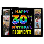 [ Thumbnail: 30th Birthday: Rainbow Text, Custom Photos & Name Gift Bag ]