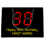 [ Thumbnail: 30th Birthday: Red Digital Clock Style "30" + Name Gift Bag ]