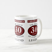 30th Birthday Red Genuine Legend Add Your Name Coffee Mug (Front Right)