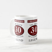 30th Birthday Red Genuine Legend Add Your Name Coffee Mug (Front Left)