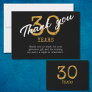 30th Birthday Retro Black And Gold Thank You Card