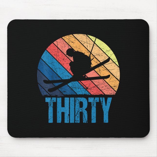 30th Birthday Retro Ski Skiing 30 Year Old Men Wom Mouse Pad (Front)