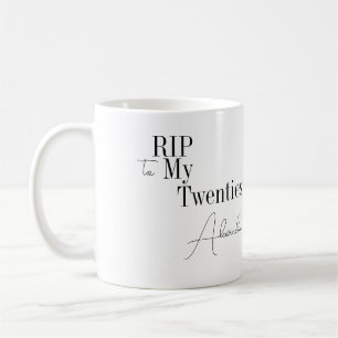 30th Birthday RIP 20s Black and White Minimal Coffee Mug