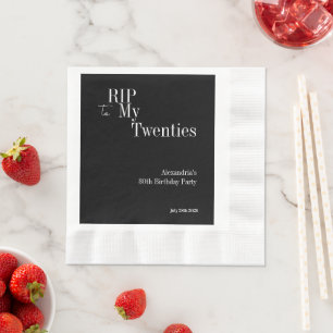 30th Birthday RIP 20s Black and White Party Napkins