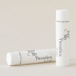 30th Birthday RIP 20s Black White Party Favors Lip Balm<br><div class="desc">This is a modern, 30th birthday, Halloween adult party design. This simple RIP 20s design, is in minimal black and white with stylish typography. The template is set up for you to simply add your name, and Halloween birthday party details. Perfect for a cool and fun, Halloween themed, 30th birthday...</div>