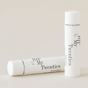 30th Birthday RIP 20s Black White Party Favors Lip Balm