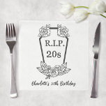 30th Birthday Rip 20s Coffin Roses Party Napkins<br><div class="desc">Rip 20s birthday party napkins to celebrate a woman's 30th birthday. Black and white design with a coffin and roses. Personalize it with the name of the birthday girl.</div>