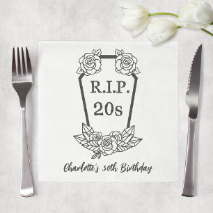 30th Birthday Rip 20s Coffin Roses Party Napkins
