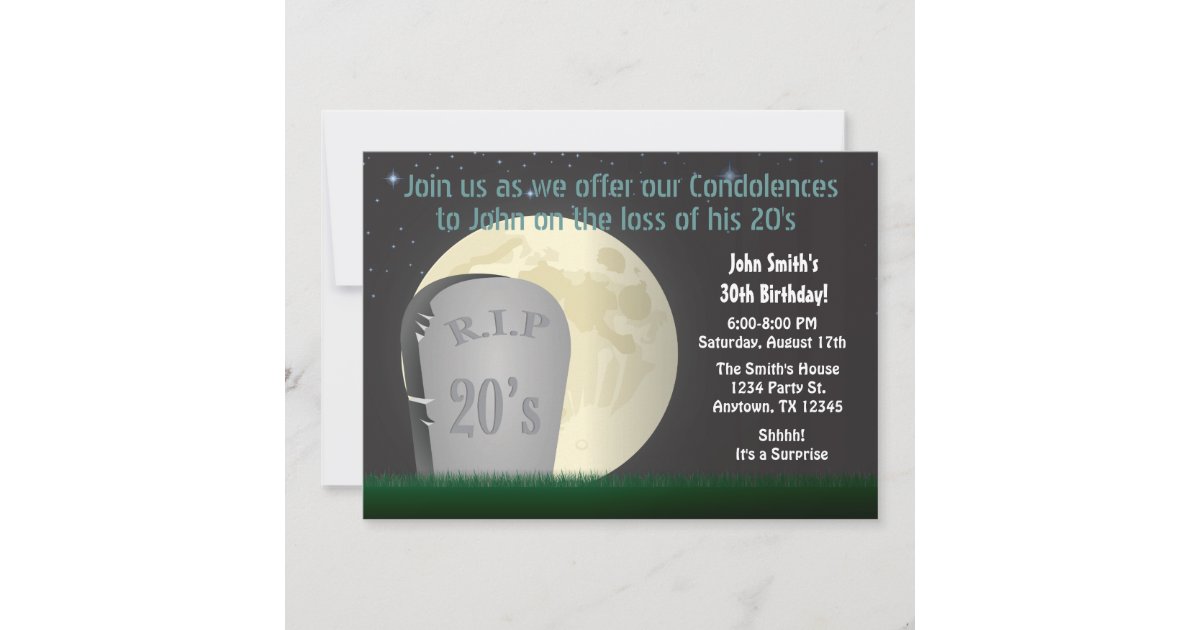 30th Birthday RIP 20s Invitation | Zazzle